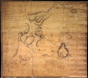 A su excelencia George Clinton, Esq. . . .Este plan de la ciudad de Nueva York y sus alrededores . . ., 1785