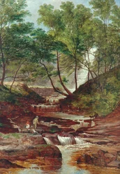 Catarata de Cat Holes en Todmorden, 1870