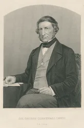 Sir George Cornewall Lewis, grabado por D.J. Pound a partir de una fotografía, de 