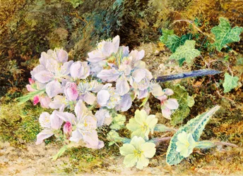 Flores de almendro y prímulas, 1868