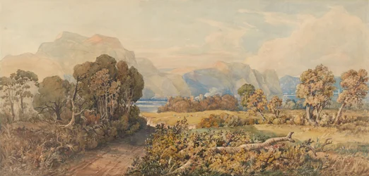 Paisaje con río y montañas