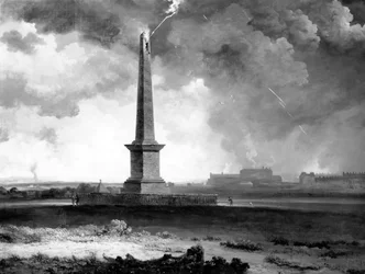 El monumento de Nelson alcanzado por un rayo, c.1810