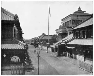 Calle en Tokio, Japón, finales del siglo XIX