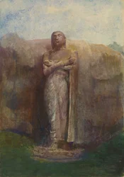 Colosal estatua de Ananda, cerca de la ciudad en ruinas de Pollanarua, Ceilán, 1891
