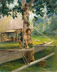 Retrato de Faase, la Taupo, o Virgen Oficial, de la Bahía de Fagaloa, y su Dama de Compañía, Samoa