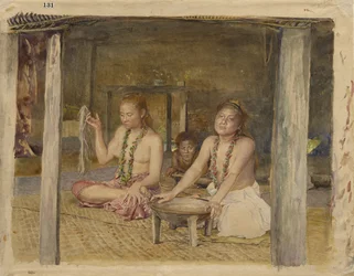 Siva con Siakumu haciendo Kava en la casa de Tofae, c.1893