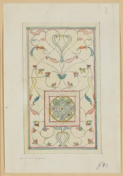 Estudio para vidrio (Cruz celta enjoyada en arabesco), c.1881-82 (acuarela)