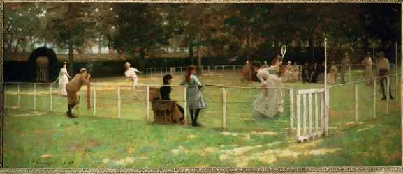Un partido de tenis (pintura sobre lienzo)