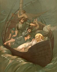 Jesús durmiendo durante la tormenta