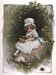 Little Miss Muffet, de un libro ilustrado de rimas infantiles