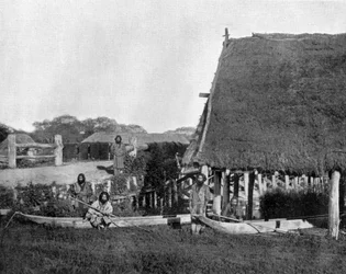 Nativos de la isla de Jesso en Japón aquí de aborígenes foto de John Lawson Stoddard (1850-1931) Viajero y Conferenciante Publicación educativa para -Chicago