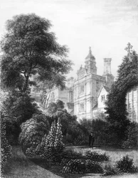 Caius College desde los jardines de los Fellows, c. 1837