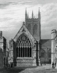 Capilla del Merton College, desde el patio, Oxford, 1834