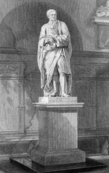 Estatua de Sir Isaac Newton, matemático, astrónomo y físico inglés, siglo XIX.