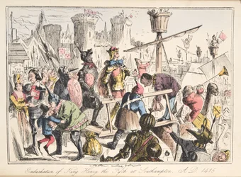 Embarque de Enrique V en Southampton, AD 1415, de The Comic History of England, pub. 1864
