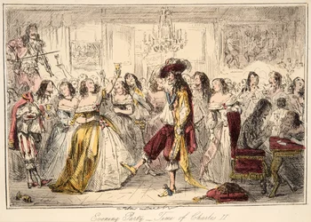 Fiesta vespertina - Época de Carlos II, de The Comic History of England, pub. 1864