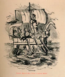 Buque de guerra romano, de una medalla rara, 1852
