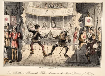 La batalla de Bosworth Field: Una escena del gran drama de la historia, de The Comic History of England, pub. 1864