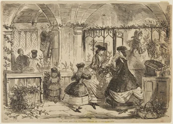 La pila bautismal y las flores