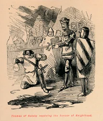 Tomás de Rokeby recibiendo el honor de la Caballería, c1860