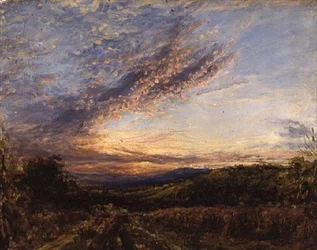 Puesta de sol sobre un paisaje de páramos, primeros años de la década de 1850