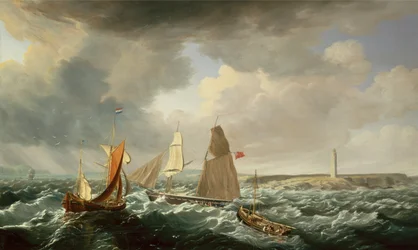 Una Bergantina, un Galiote Holandés y Barcos de Pesca