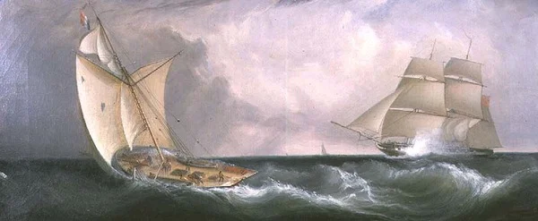 Un Cortador Francés Pasando una Fragata Británica