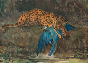 Jaguar y guacamayo, finales del siglo XIX