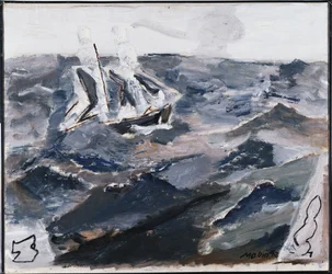 Mar y barco (óleo sobre lienzo)