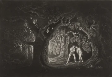 Adán oyendo la voz del Todopoderoso, c.1827 (mezzotinta)