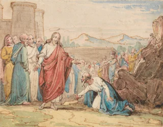 Un anciano suplicando a Cristo