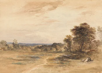 Paisaje con pareja cortejándose