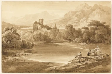 Paisaje con un castillo en ruinas