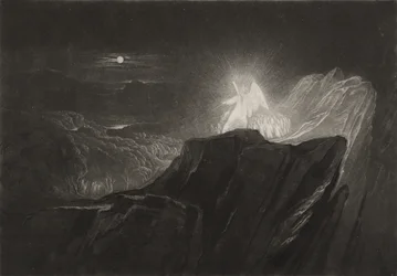 Los ángeles guardando el paraíso por la noche, c.1827 (mezzotinta)