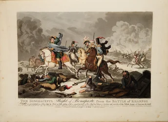 La huida de Bonaparte de la Batalla de Krasnoi, 1814