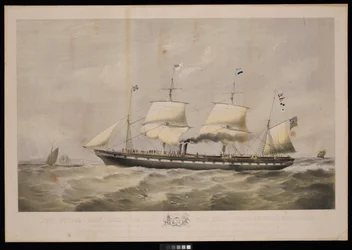 El Barco de Vapor Gran Bretaña... Propietarios Messrs Gibbs  Co... Al pueblo de Gran Bretaña y los Estados Unidos de América, Esta placa está respetuosamente dedicada...
