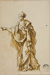Figura Femenina de Pie Señalando a la Izquierda