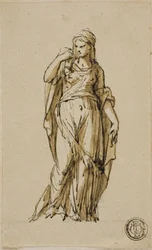 Figura femenina de pie girando a la izquierda