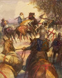 Carlos VI de Francia, completamente loco, arremete con su espada contra sus seguidores