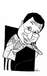 Ben Elton caricatura, cómico, escritor y director inglés: b
