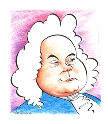 Georg Friedrich - George Frideric Handel - caricatura del compositor alemán (más tarde inglés) John Minnion