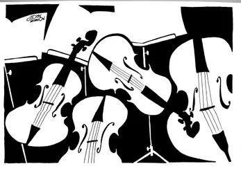 Cuarteto de cuerda - caricatura de John Minnion