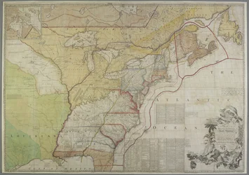 Un mapa de las colonias británicas en los Estados Unidos