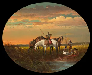 Una parada en la pradera para fumar, c.1870