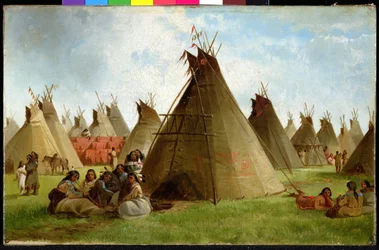 Campamento indio de la pradera, c.1870
