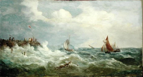 Barcos dirigiéndose a la boca del puerto