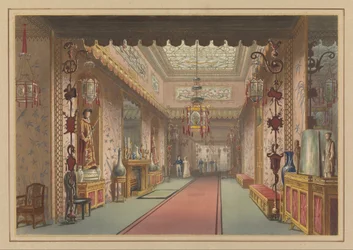 Galería China como era, Placa XV en Ilustraciones del Palacio de Su Majestad en Brighton...