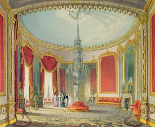 El salón en su fase final de Vistas del Pabellón Real, Brighton por John Nash, 1826