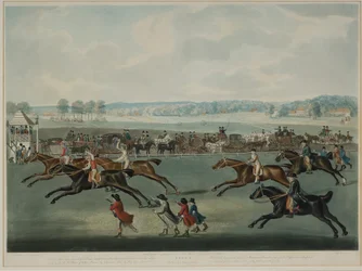Ascot - Oatlands Sweepstakes (grabado por J.W. Edy, publicado en 1792)