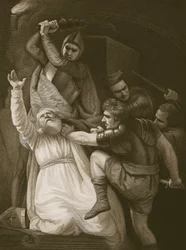 La Muerte de Becket, grabado por J.Stowe, ilustración de 